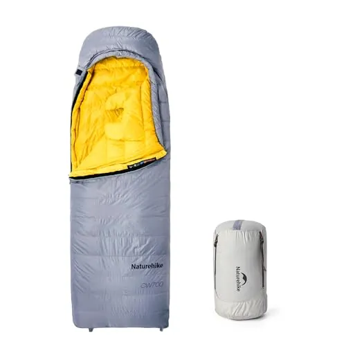 Naturehike CW700 Saco de dormir de plumón ultraligero, portátil, compacto, para invierno, 4 estaciones, para adultos y niños, para acampada, senderismo, viajes al aire libre, con bolsa de compresión