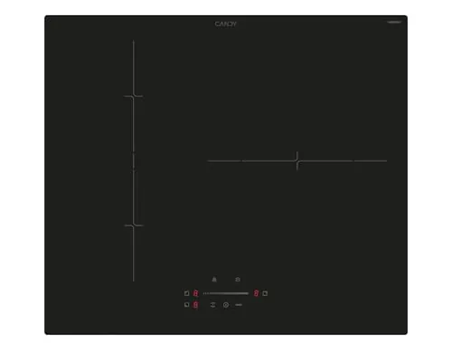 Candy C63TPSC/E1 Placa Inducción con Zona Flex, 3 Zonas, Zona de 29CM, 60CM, 9 Niveles de Potencia, 7,4KW, Mandos Centrales, Indicador de Calor, Bloqueo Infantil, Alerta Derrames, Negro