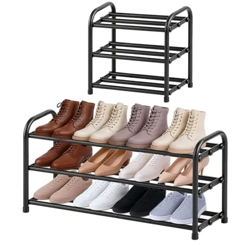 MIKVOYO Zapatero Extensible 3 Niveles Metálico, para Entrada Recibidor