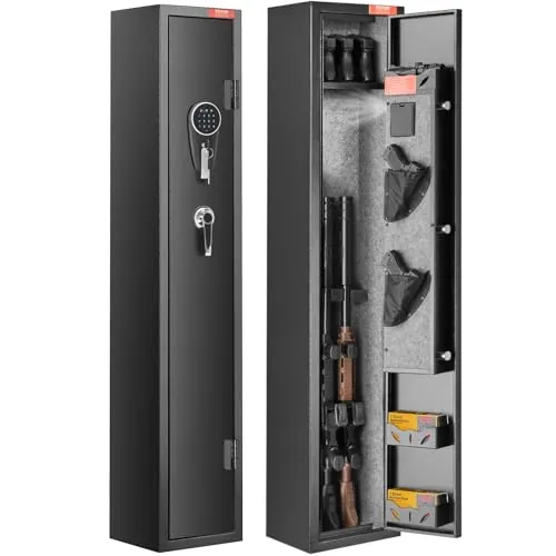 VEVOR Caja Fuerte para 2 Rifles, Caja Fuerte para Rifles con Cerradura y Teclado Digita, Caja Fuerte de Armas de Acceso Rápido con Estante Extraíble para Pistolas y Pistolas Largas en el Hogar