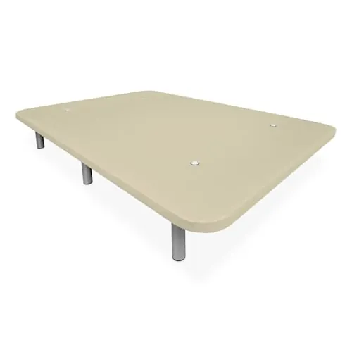 DUÉRMETE ONLINE - Base Tapizada Reforzada para Cama, Estabilidad y Resistencia con 5 Barras Transversales y 6 Patas metálicas roscadas de 25cm, 105 x 200, Beige