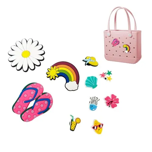 Aikeis Borg Accesorios Colgantes para Bolsa de Playa - 10 Unidades, Insertos Decorativos Simples y Lindos de Goma Borg, Resina