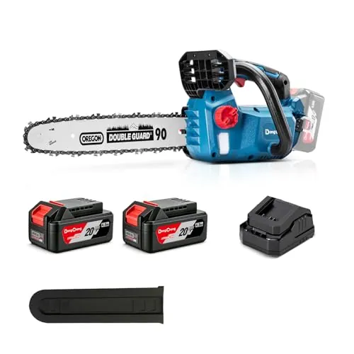 DongCheng Motosierra bateria 20V, Brushless 900W, 25cm de corte, 2×4Ah