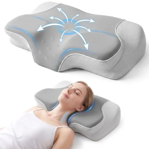 CloudNook Almohada Cervical de Espuma de Memoria - Almohada Viscoelástica Ergonómica con Soporte de Contorno, Diseño Antironquidos, Mejora el Sueño y Relaja Hombros, con Funda Extraíble