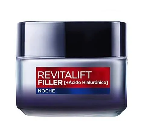 L'Oréal Paris Revitalift Filler Crema de Noche Revitalizante, Antiarrugas y Volumen, Anti-edad, Con Ácido Hialurónico, 50 ml