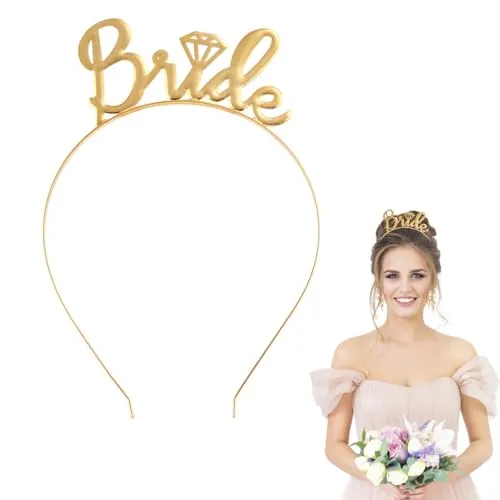 LunarCharm JGA Diadema Mujeres Oro Rosa Metal Novia Diadema Accesorios para Fiesta de Soltera Despedida Mujeres, Dorado