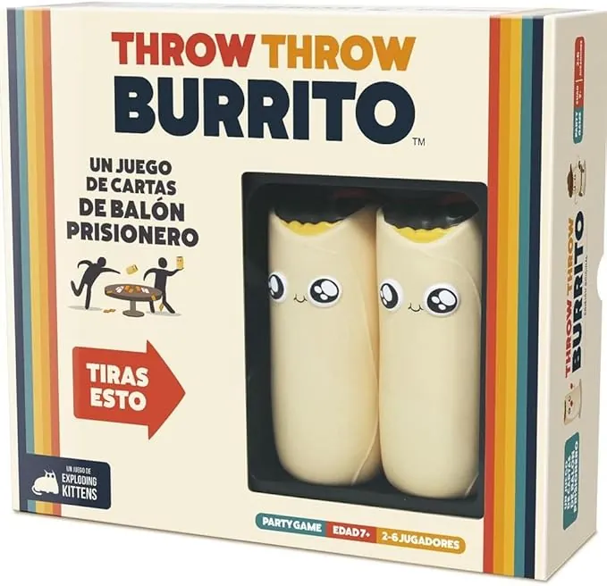Exploding Kittens Throw Throw Burrito, Juego para Fiestas de Balón Prisionero para Todas Las Edades, A Partir de 7 Años, De 2 a 6 Jugadores, 15 Minutos por Partida, Español