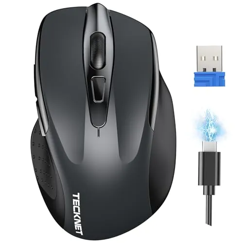 TECKNET Ratón Inalámbrico Recargable de 2,4 G, 4800DPI Ratón Silencioso