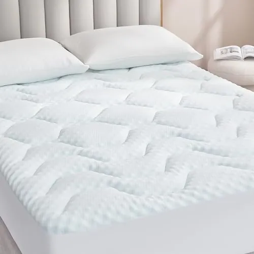 EHEYCIGA Topper Viscoelástico 150x200 3cm, Topper Colchón Viscosa de Bamboo, Cubrecolchones Memory Foam Mattress Toppers, Sobrecolchón para Gel Transpirable Desenfundable y Lavable, Blanco