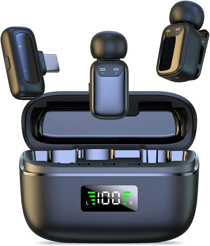 Micrófono Lavalier inalámbrico para iPhone, iPad, mini micrófono para transmisión en vivo, grabación de video, teléfono Android, computadora, entrevistas al aire libre o interior, YouTube, Vlog