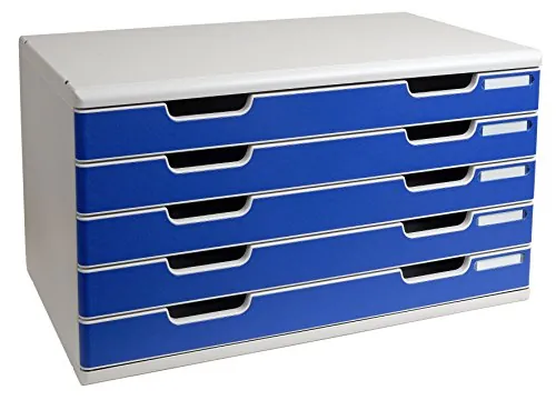 Exacompta Modula Classic 322003D - Cajonera (tamaño A3, 5 cajones), color azul y gris