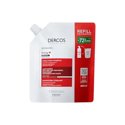 Vichy, Dercos Energy+, Champú estimulante anti-caída con Aminexil, 500 ml | Ayuda a combatir la caída por rotura, refuerza la fibra y aporta volumen duradero. Para todo tipo de cabellos.