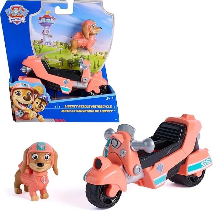 Paw Patrol Patrulla Canina - Pack Moto de Rescate y Figura Liberty, Fabricado con Plástico Reciclado - Patrulla Canina Juguetes - Regalo Niño 3 años + - Juguetes Niños 3 años
