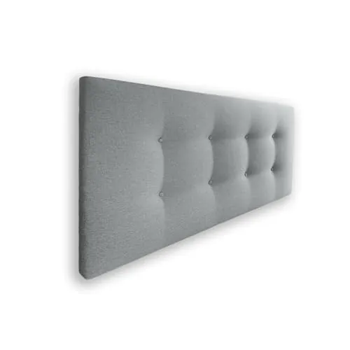 Silcar Home - Cabecero de Cama Carlo 135 Tejido Gris Claro - Estructura de Madera, Tapizado en Polipiel, Diseño Moderno con Dos hileras Botones, Fácil Instalación - Tela Gris Claro, 135 cm