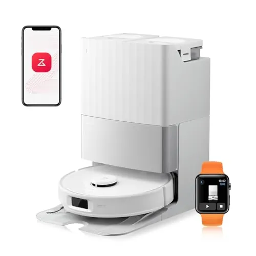 roborock Qrevo Edge S5A Robot Aspirador y Fregasuelos 18.500 Pa, Sin Enredos, FlexiArm Cepillo Lateral y Mopa, Lavado con Mopa de Agua Caliente y Autolimpieza, Secado con Aire Caliente, Blanco