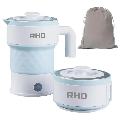 Hervidor Eléctrico Plegable Portátil, 0,7L Mini Hervidor Plegable, Azul