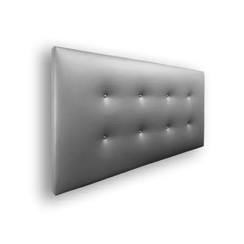 Silcar Home - Cabecero de Cama Carlo 135 Plateado - Estructura de Madera, Tapizado en Polipiel, Diseño Moderno con Dos hileras Botones, Fácil Instalación - Polipiel Plateado, 135 cm