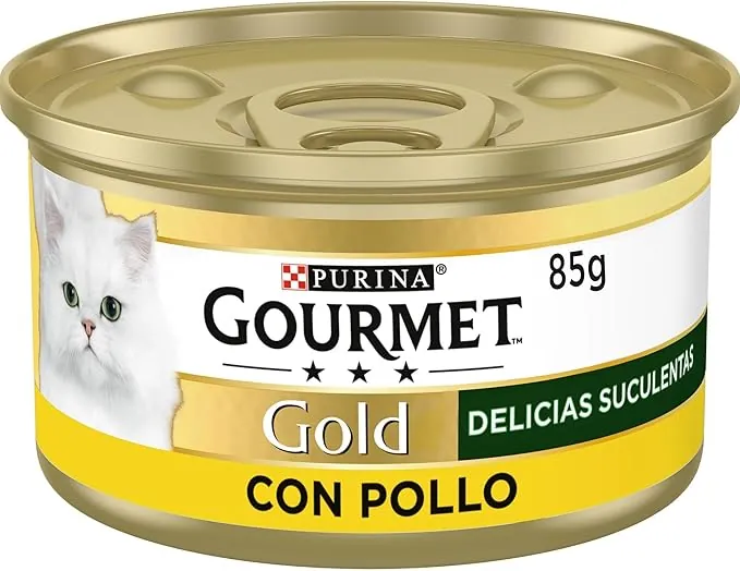 Purina Gourmet Gold Delicias Suculentas, Comida Húmeda para Gato con Pollo, 24 latas de 85g