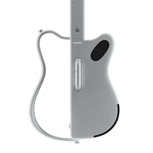 LAVA GENIE Guitarra inteligente sin cuerdas, sin cuerdas, cientos de preajustes de instrumentos, altavoz integrado, plegable, desmontable, blanco, 30.5 pulgadas.