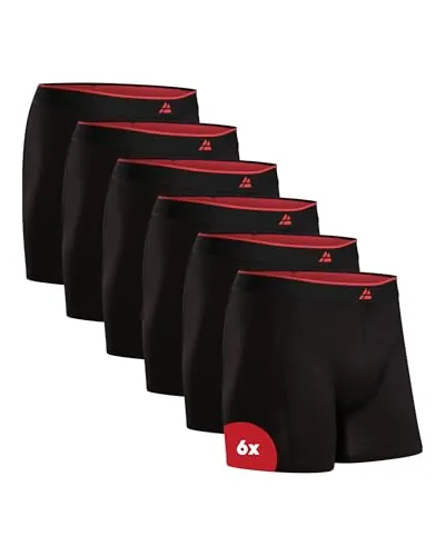 DANISH ENDURANCE Calzoncillos Hombre Boxer de Bambu, con o Sin Bragueta, Suaves y Elásticos, 6 Pack, Negro, M