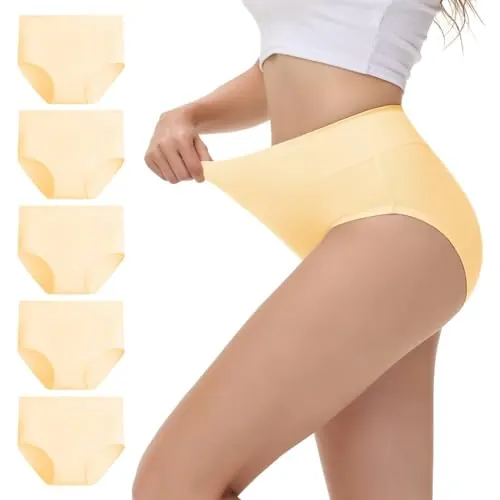 NUOZA Bragas Mujer Algodon Talle Alto Bragas Postparto Braguitas Culotte Mujer Ropa Interior Faja Reductora Underwear Cómodas y Suaves Beige S