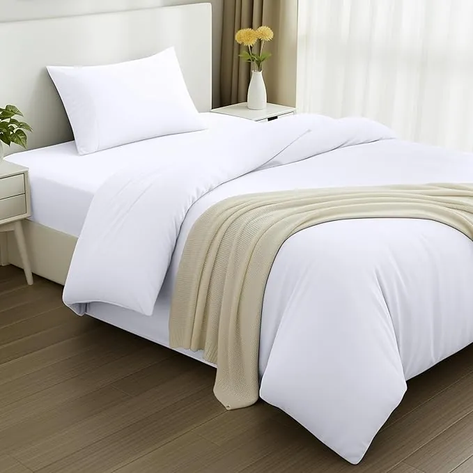Utopia Bedding - Funda nordica Cama 90, Sabana Bajera 90x190 y Funda Almohada (50x75cm) - Funda edredon 135x200 - Juego de Cama de Microfibra cepillada Suave (Blanco)