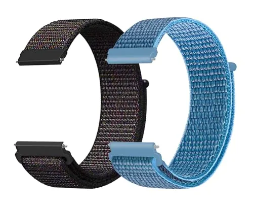 Aoekne 2Pcs Correas de Nylon para Reloj, 20mm Bandas Deportivas Ajustables y Transpirables, Correa Reloj de Repuesto para Niños