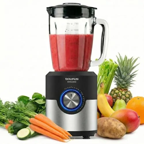 Taurus Amazing - Batidora de Vaso 1600W, 1,75L, Pica Hielo, 6 Cuchillas