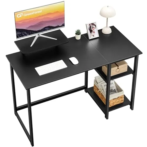 GreenForest Escritorio de Computadora 120 x 55 cm,Mesa de Computadora Portátil con Almacenamiento para Controlador,Mesa de Estudio para Oficina en Casa,Negro