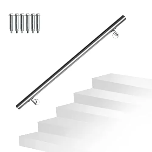 Randaco Pasamanos de acero inoxidable, pasamanos de pared, incluye soporte de pared y tapas finales, para interior y exterior, escaleras, balcón, parapeto, longitud: 100 cm