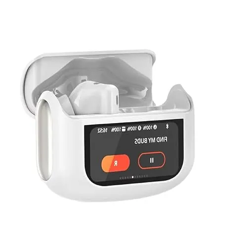 Thunelec Auriculares Inalámbricos Pantalla Táctil Cancelación Ruido ANC+ENC, 48H Bluetooth 5.4 Cascos con Mcrófono HD, 5 Modos EQ, Blanco