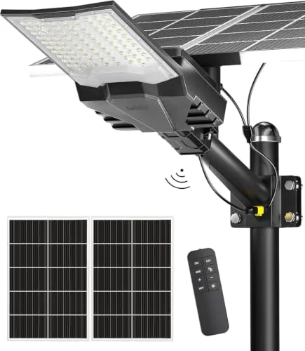 Gefolly SL-18000W Farolas Solares Exteriores, Focos Led Exterior Solares | 6500K Potente Farolas Luces Solares Exterior, IP67 Impermeable Luz Solar Exterior Lampara Solar Jardín Para Garage Patio