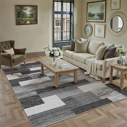PureCozy Alfombra Salon 160x230cm Negro Geométrica