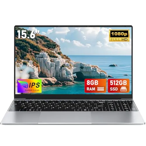CHIFUYOU Ordenador Portátil 15,6 Pulgadas N4000,512 GB SSD 8 GB RAM DDR4 PC Portátil económico, hasta 2,8 GHz, Full HD 1920 × 1080, Win 11, Wi-Fi 5 y Bluetooth, Teclado numéric