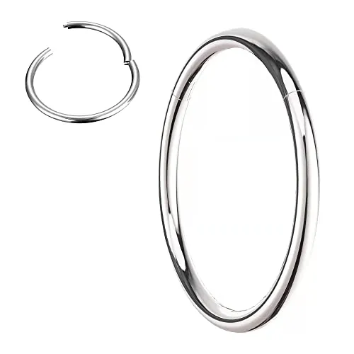 NewkeepsR 0.8mmx8mm Aro de titanio con bisagra tipo segmento clicker sin costuras para la nariz, pendiente de trago y cartílago transversal para mujer