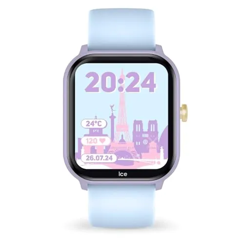 ICE-WATCH - Ice Smart Junior 2.0 Purple Soft Blue - Reloj Infantil Conectado Morado con Correa de Silicona Azul - 022801 (1,75 Inch)