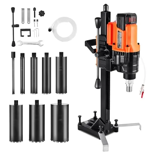 VEVOR Perforadora de Diamante, Plataforma de Perforación de Núcleo de Velocidad de 850 RPM en Seco y Húmedo con 8 Brocas, Diámetro de Perforación de 20-200 mm para Hormigón, Ladrillo, Piedra