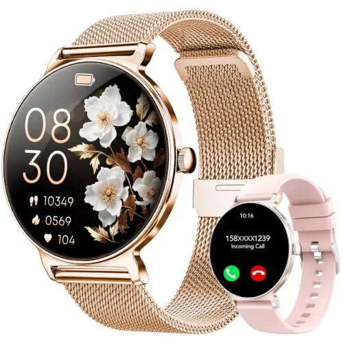 taopodo Reloj Inteligente Mujer, 1.27" Smartwatch Mujer con Llamadas, Monitor de Sueño, Función Femenina, 120+ Modos Deportivos, Podómetro, 24H Pulsómetro, SpO2, IP68, para Android/iPhone
