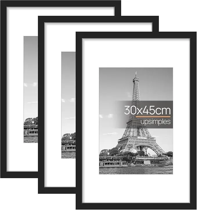 upsimples - Lote de 3 marcos de fotos, negros, 30 x 45 cm