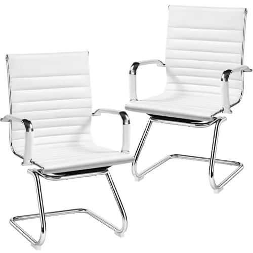 Yaheetech 2 Sillas de Oficina Silla de Recepción Ergonómicas en Blanco