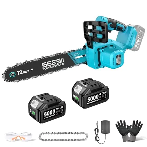 SEESII Motosierra Bateria 12 Pulgadas, Sierra Electrica Podar Arboles
