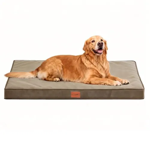 WAVVE Cama Perro Grande Ortopédica 112x81x7.6 cm Marrón | Dog Bed desenfundable y lavable, con forro impermeable, espuma de caja de huevos, soporte cómodo y base antideslizante