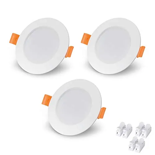 VTERLY Focos, 3 Pack 6W LED Empotrable Techo Redondo, 430LM, 6000K Blanco Frío, No Regulable, AC 220-240V Downlight Extraplano, para Dormitorio Sala de Estar Cocina