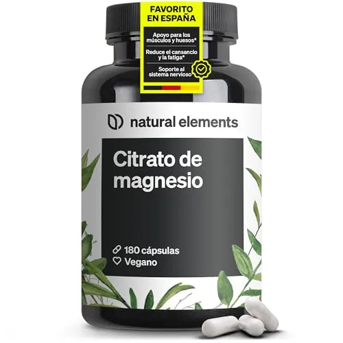 Citrato de magnesio Premium - 2320 mg, de los cuales 360 mg son de magnesio elemental por dosis diaria - 180 cápsulas - Probado en laboratorio y con alta dosificación