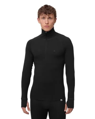 DANISH ENDURANCE Camiseta Media Cremallera en Merino Hombre, Negro, XXL
