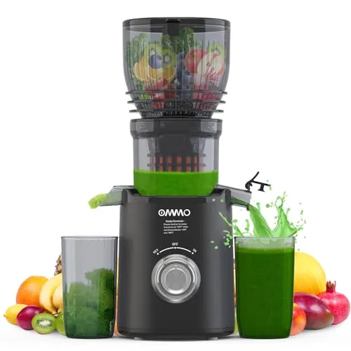 OMMO 300W Extractor de Zumos y Verduras, Negro
