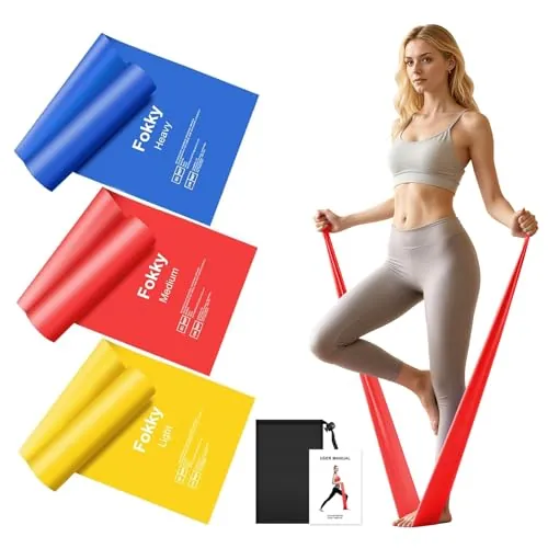 Fokky Gomas Elasticas Musculacion(Set de 3), 2M Bandas Elasticas Musculacion & Cintas Elasticas Musculacion con 3 Niveles de Resistencia, Bandas de Resistencia para Gimnasio Fitness Pilates Yoga