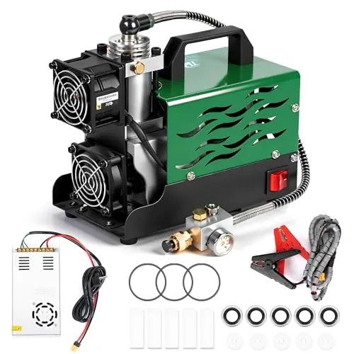 TUDIVING - Compresor de aire PCP portátil | 12 V CC/220 V CA | Inflado rápido | Ligero | Fácil de transportar | Para paintball, rifle de aire comprimido y tanque de buceo