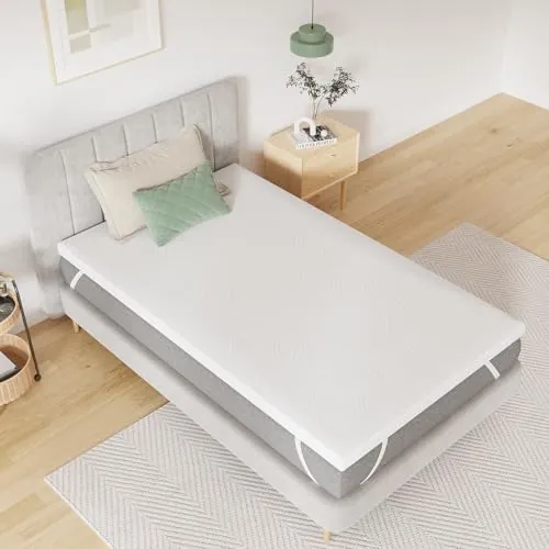 Novilla Topper 90x190 7.5cm, más frescura Toda la Noche, sobrecolchón | Renueva la suavidad de tu colchón, aportando un bienestar diario, sobrecolchón blanco