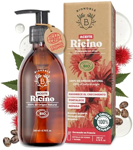 BIONOBLE Aceite de Ricino 100 Puro y Natural, Bio, Prensado en Frío - 200ml